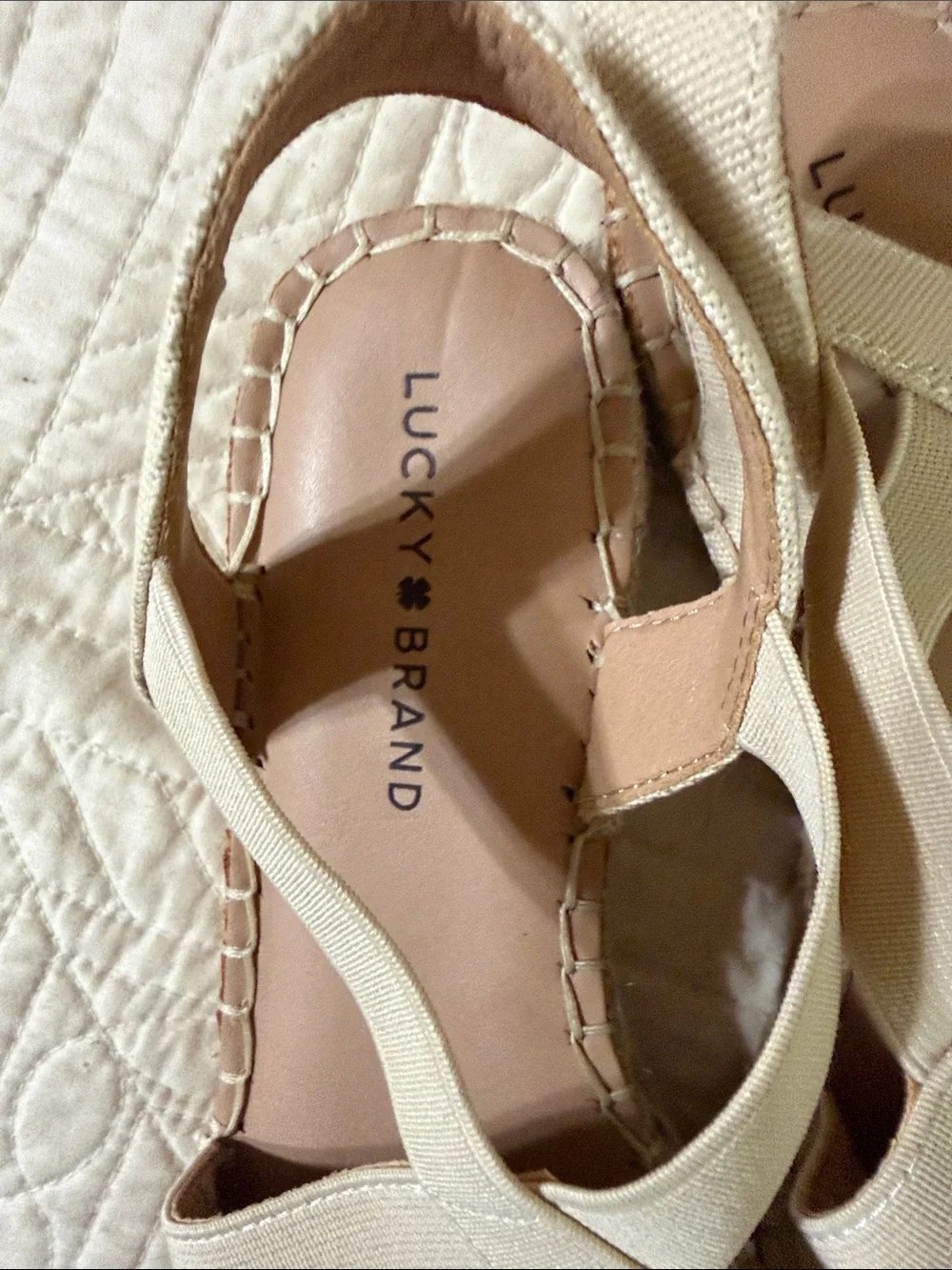 Lucky Brand Beige Canvas Slingback Espadrilles